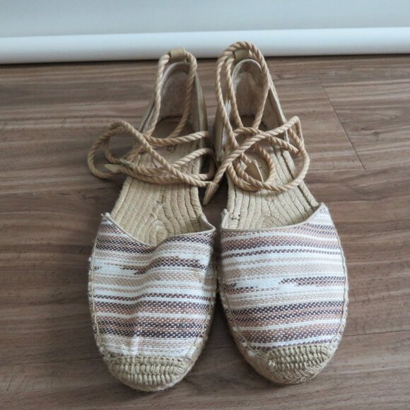 UGG Libbi Serape Leather Woven Espadrilles Flat Shoes in Beige Cream - Size US 8 - Picture 3 of 15